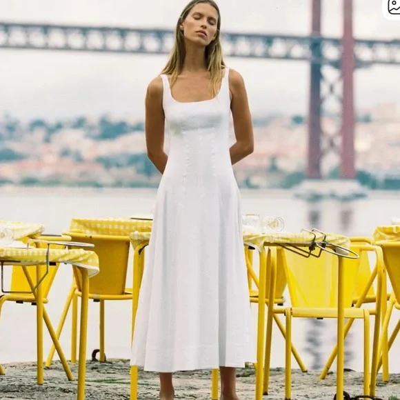 Zara NWT white linen blend midi dress 3269/709 - Picture 2 of 13